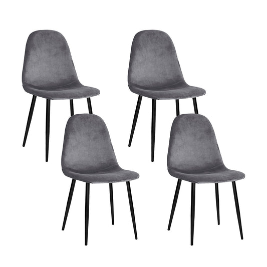 Artiss Dining Chairs Set of 4 Velvet Curved Slope Grey