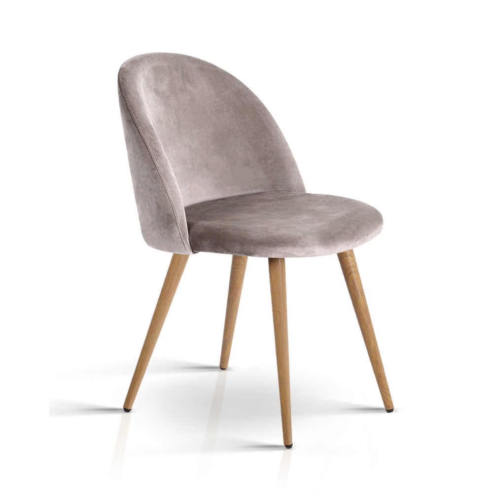 Artiss Set of Two Velvet Modern Dining Chair - Light Grey