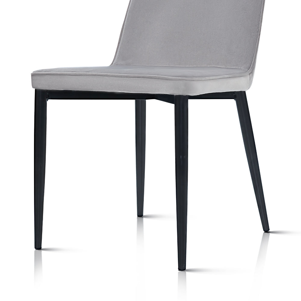 Artiss 2x Dining Chairs Retro Chair Replica New metal Legs High Back Velvet Grey