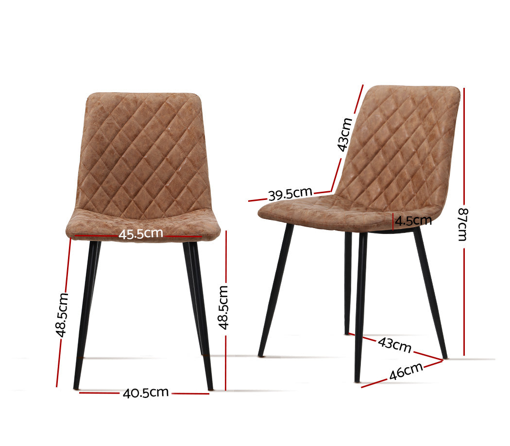 Artiss Set of 2 Dining Chairs Replica Kitchen Chair PU Leather Padded Retro Iron Legs