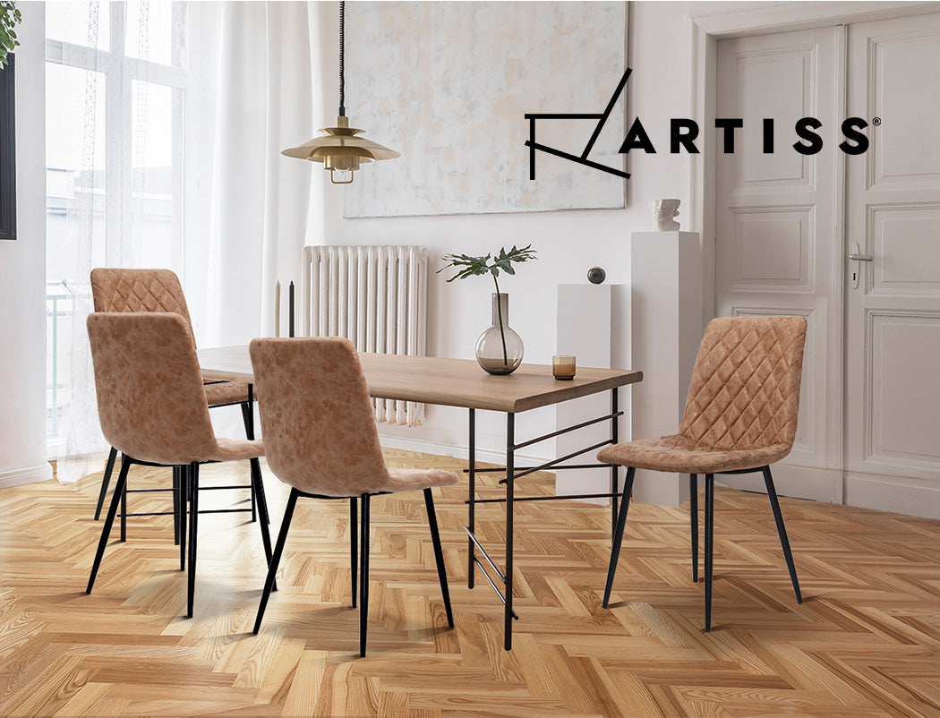 Artiss Set of 2 Dining Chairs Replica Kitchen Chair PU Leather Padded Retro Iron Legs