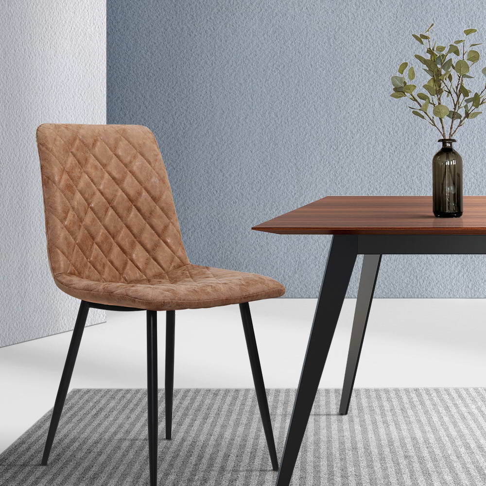 Artiss Set of 2 Dining Chairs Replica Kitchen Chair PU Leather Padded Retro Iron Legs