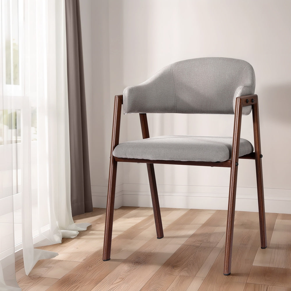 Artiss Dining Chairs Grey Linen Fabric Set Of 2 Nadi