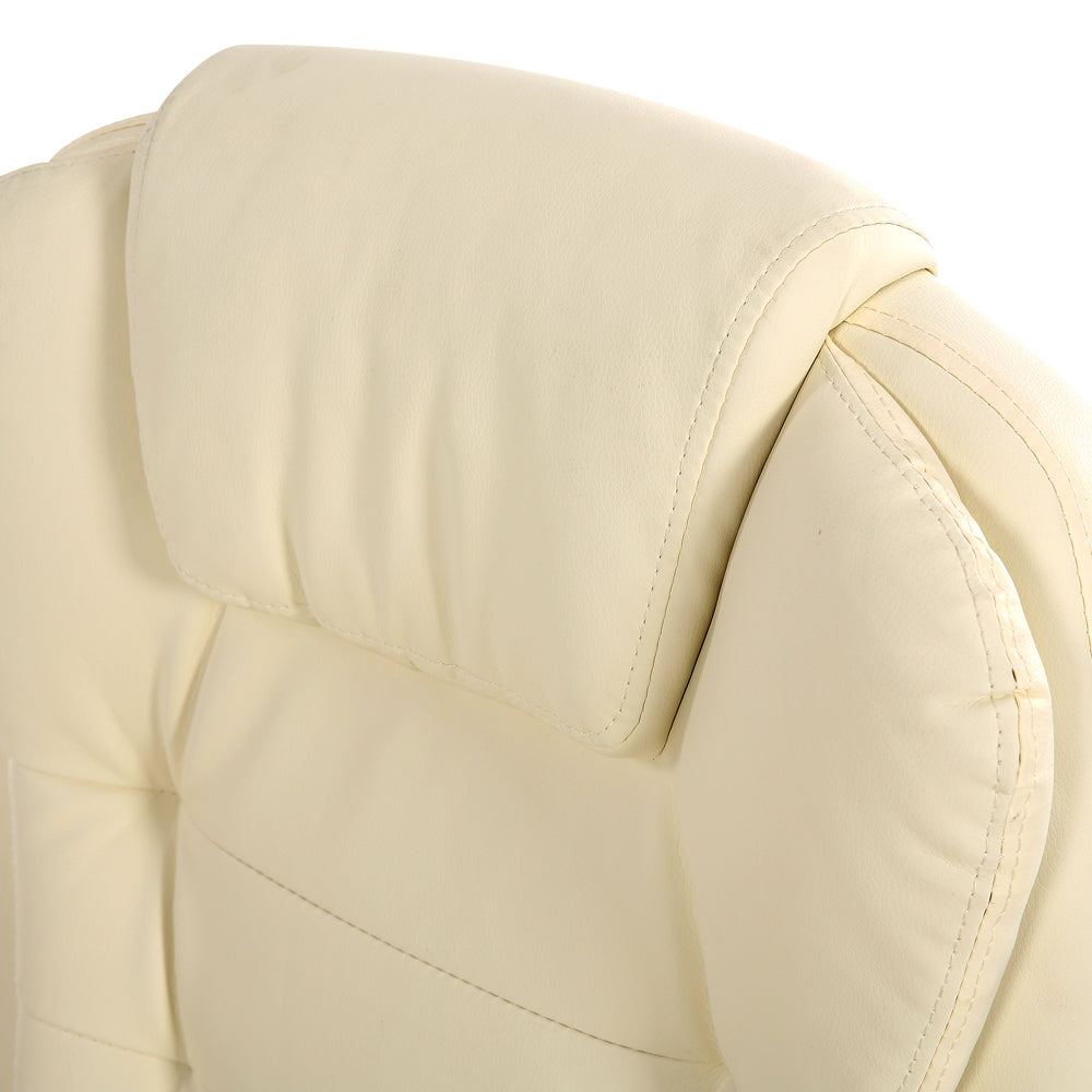8 Point PU Leather Reclining Massage Chair - Beige