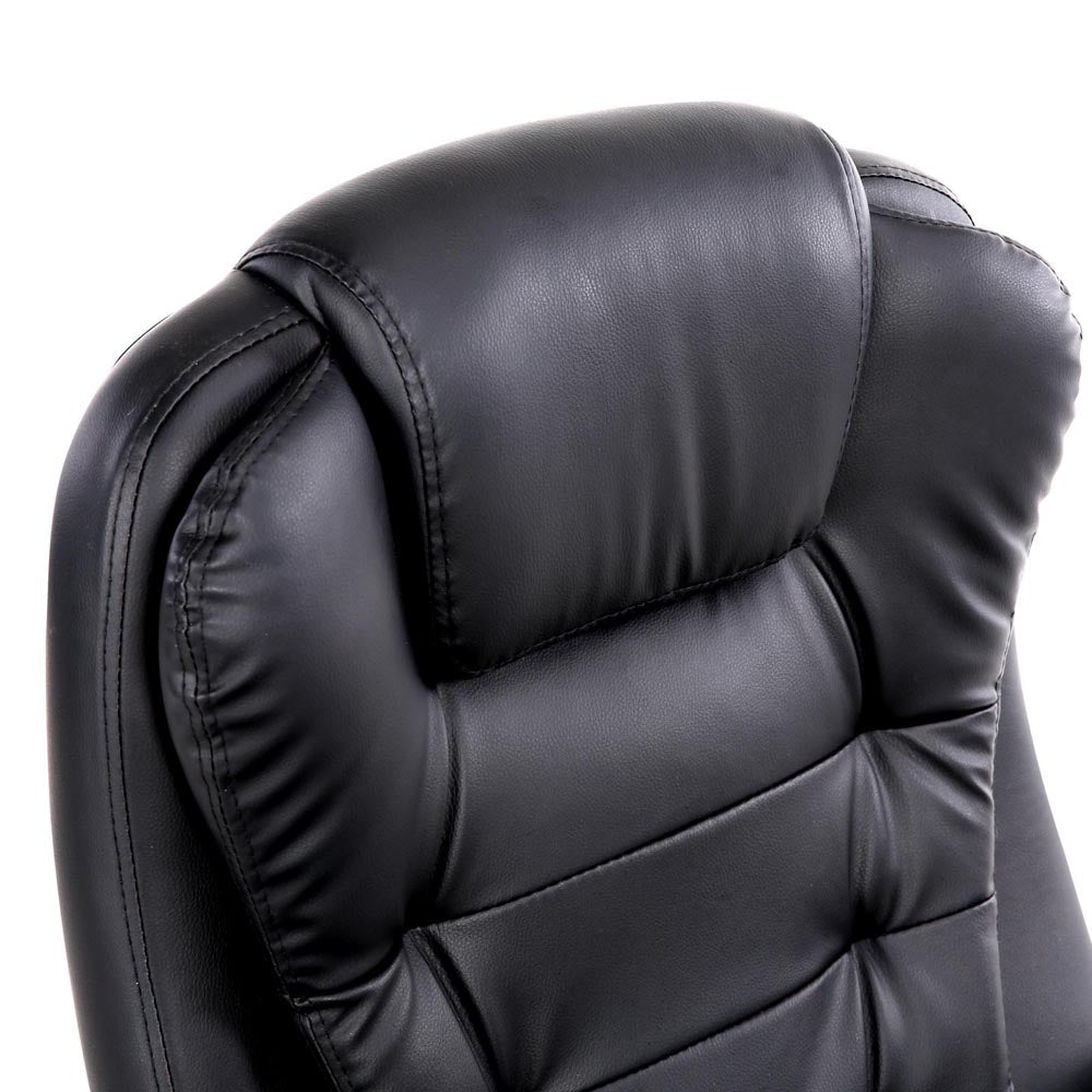 8 Point PU Leather Reclining Massage Chair - Black