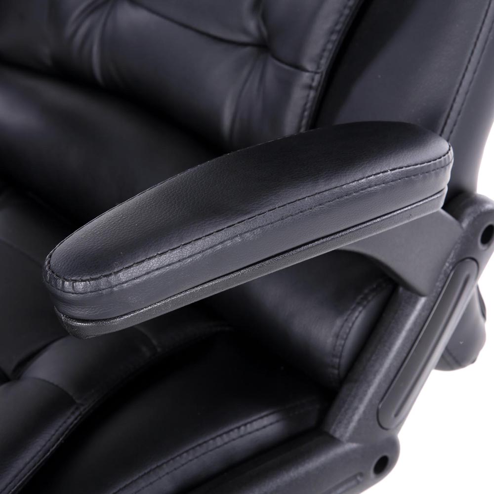 8 Point PU Leather Reclining Massage Chair - Black