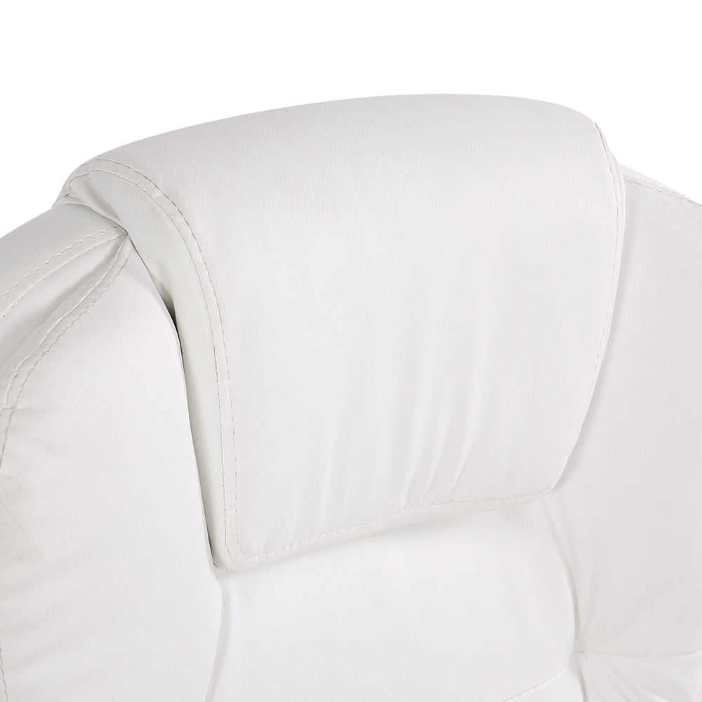 8 Point PU Leather Reclining Massage Chair - White