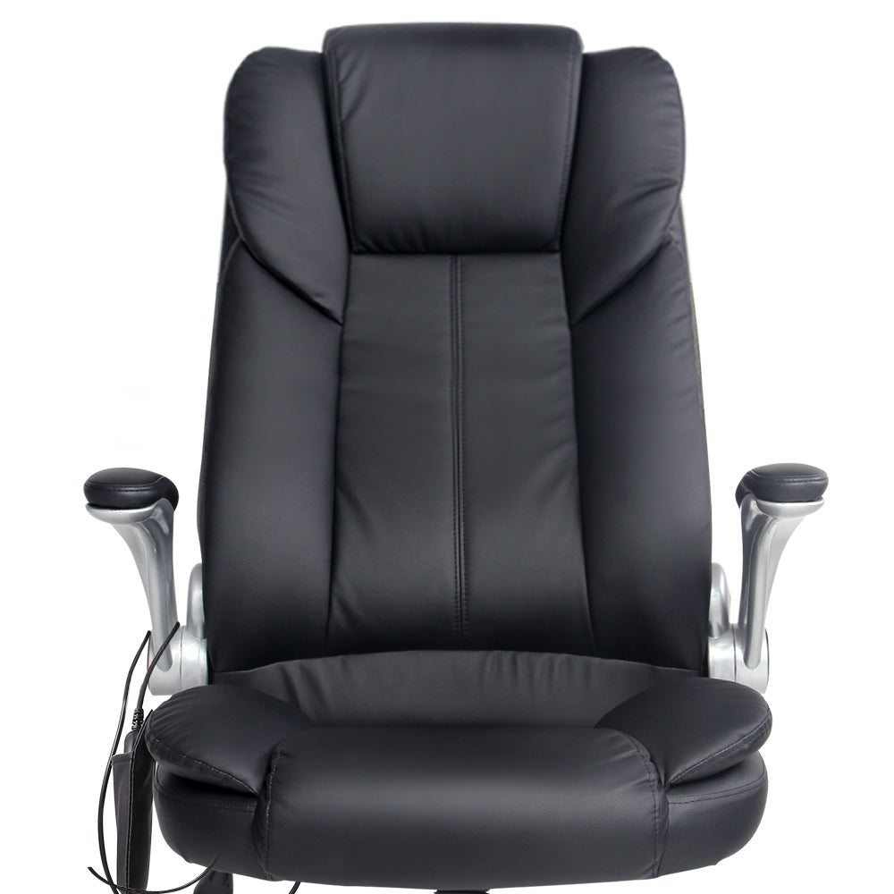 8 Point PU Leather Massage Chair - Black