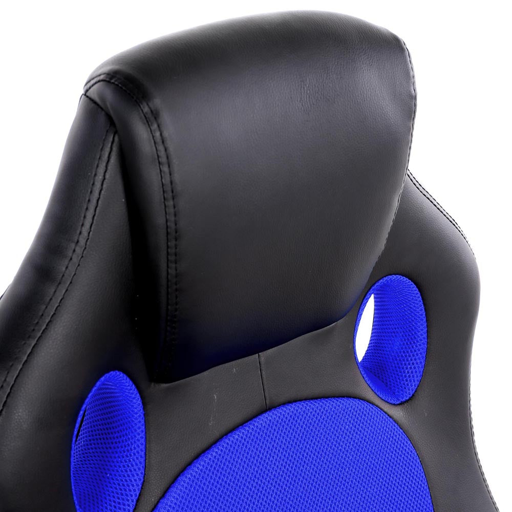 8 Point PU Leather Reclining Heated Massage Chair - Blue