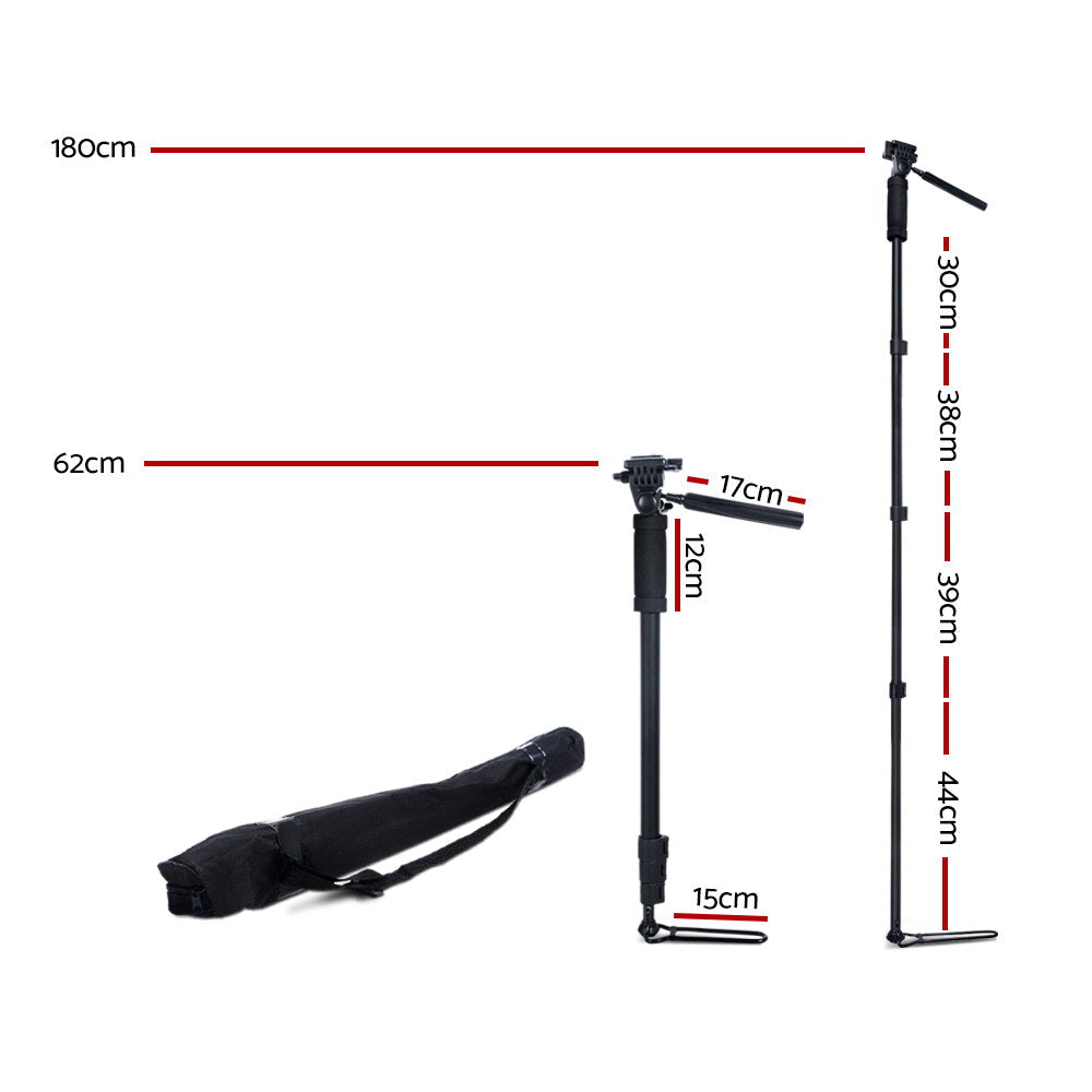 Weifeng Extendable Portable Camera Monopod Tripod - Black