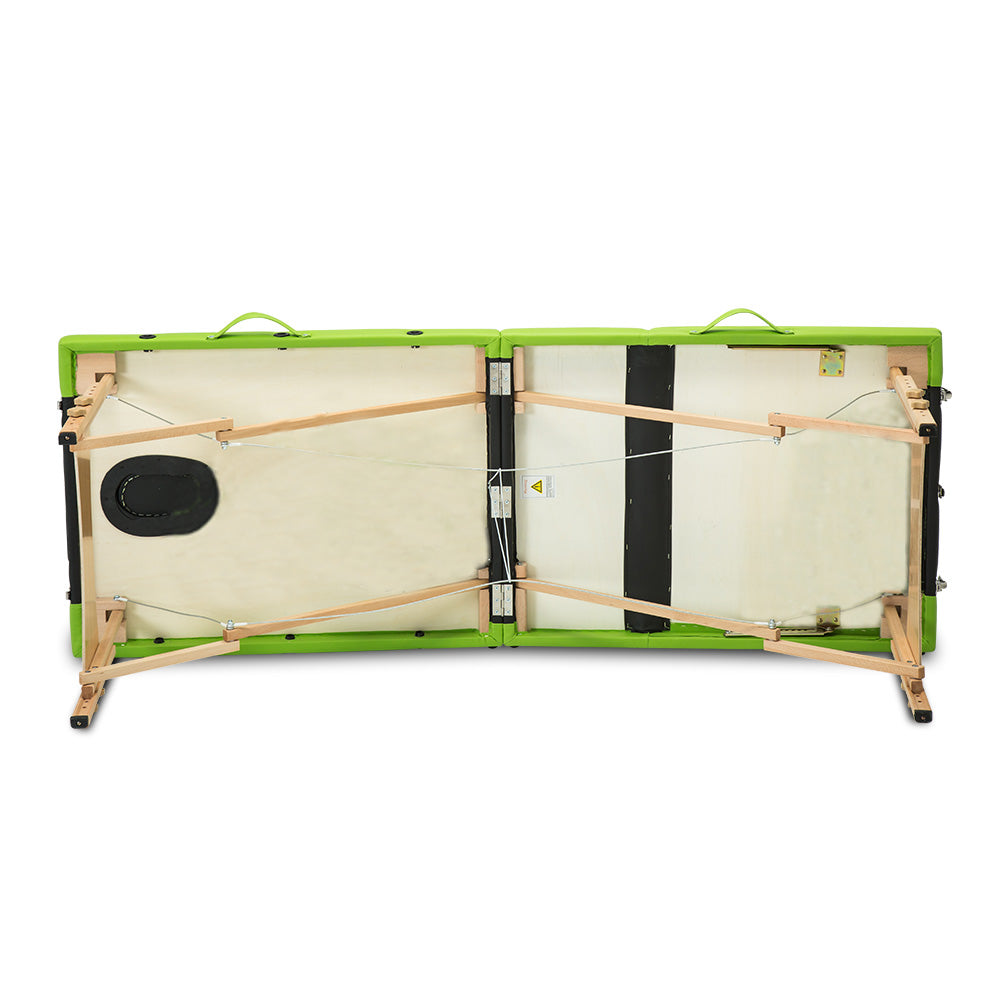 Zenses 3 Fold Portable Wood Massage Table - Black & Lime