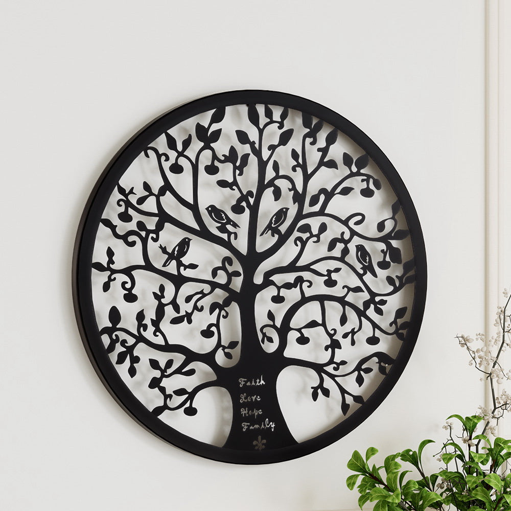 Artiss Metal Wall Art Hanging Sculpture Home Decor Leaf Tree of Life Round Frame
