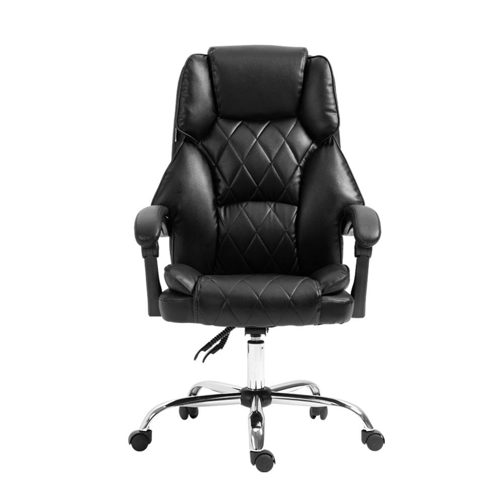 Artiss wooden office chair computer discount gaming chairs executive leather black