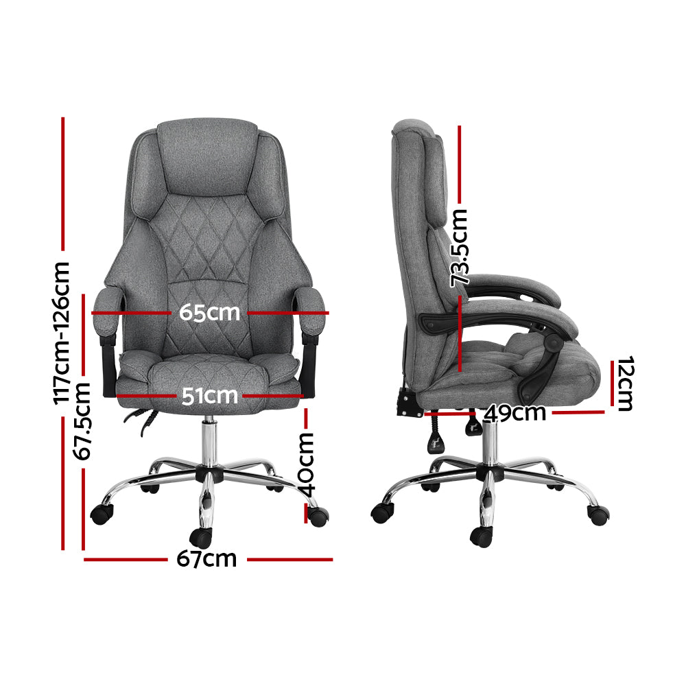 Artiss Executive Office Chair Fabric Recliner Grey