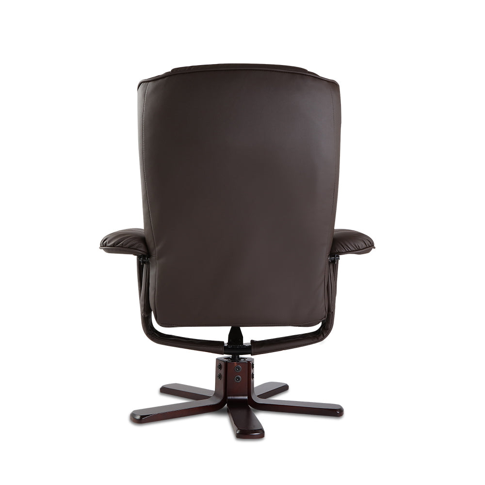 Artiss PU Leather Wood Armchair Recliner - Chocolate