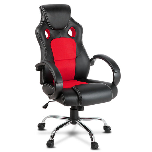Racing Style PU Leather Office Desk Chair - Red