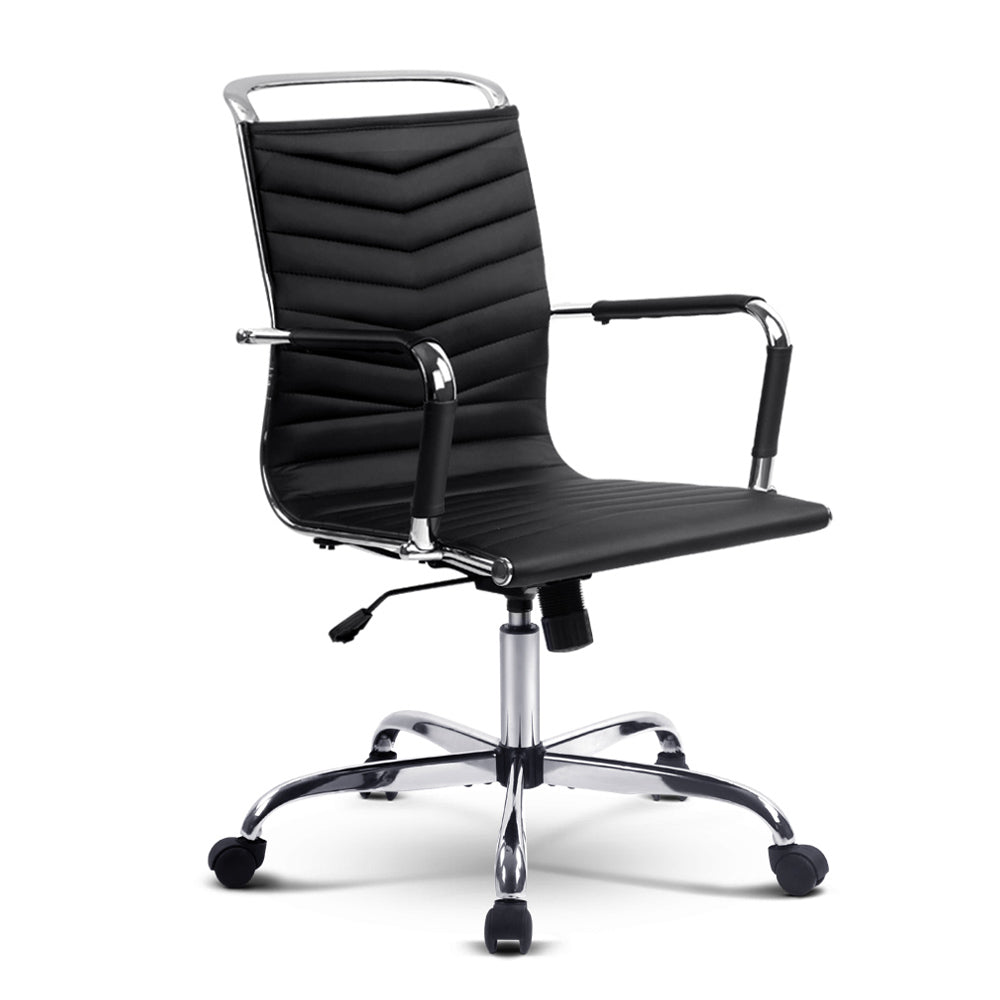 Eames Replica Office Chair Executive Mid Back Seating PU Leather Black