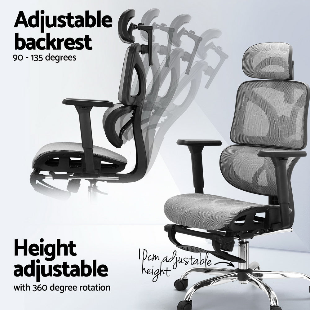 Artiss Ergonomic Office Chair Footrest Grey