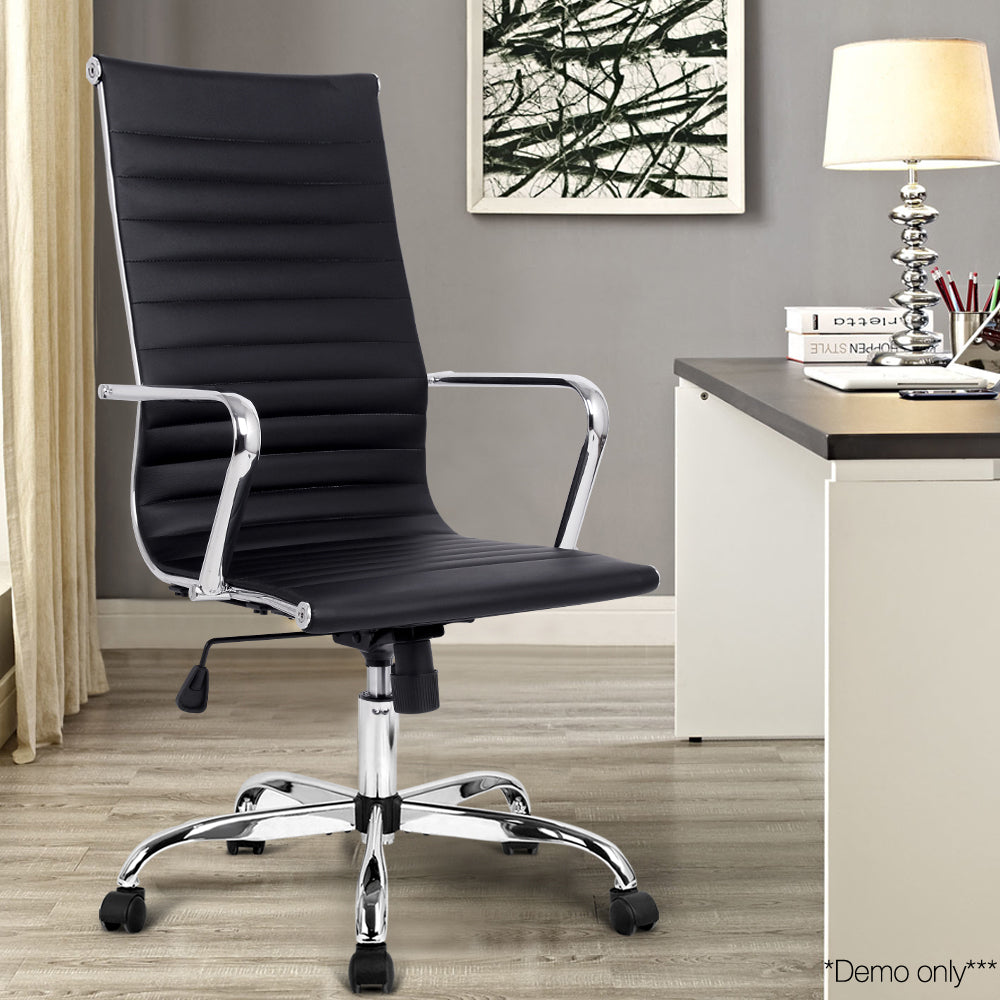 Artiss Eames Replica Office Chair Computer Seating PU Leather High Back Black