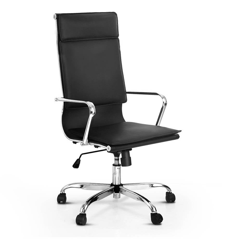 PU Leather High Back Office Desk Chair - Black