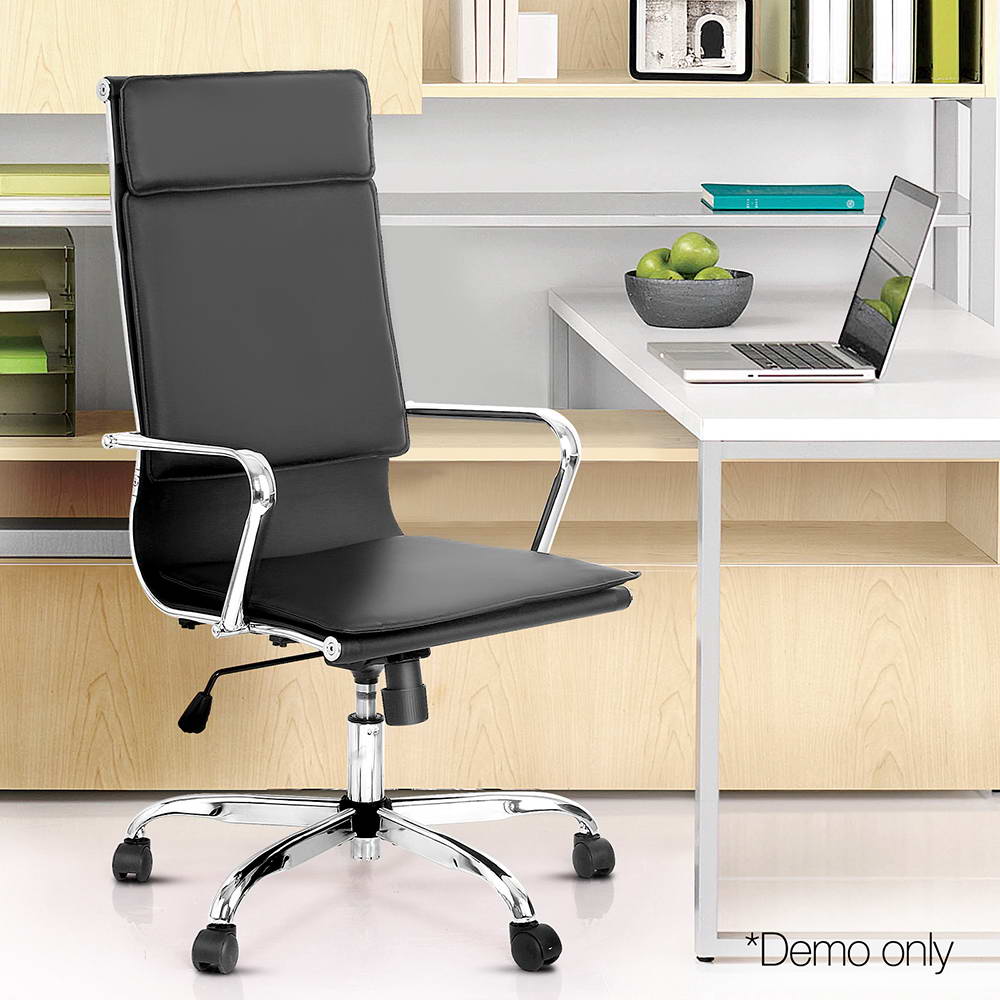 PU Leather High Back Office Desk Chair - Black