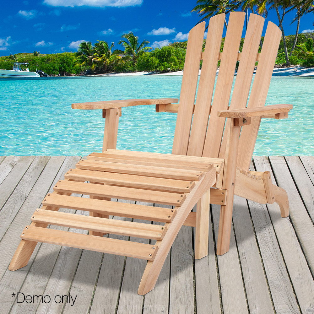 Gardeon Outdoor Wooden Beach Lounge Chair - Natural Wood