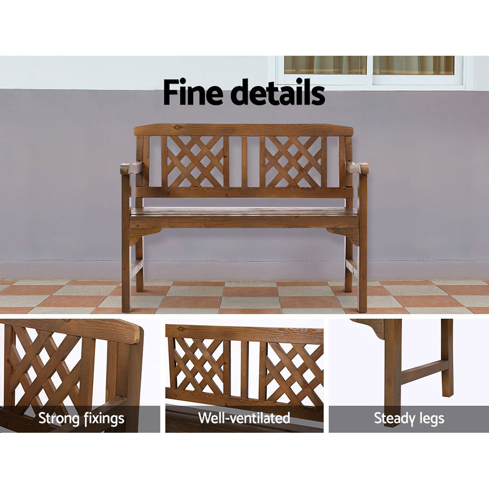 Gardeon Wooden Garden Bench 2 Seat Patio Furniture Timber Outdoor Lounge Chair Natural