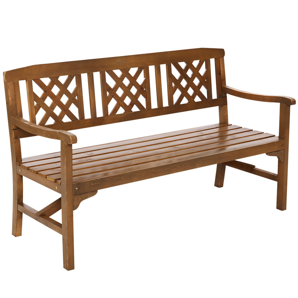 Gardeon Wooden Garden Bench 3 Seat Patio Furniture Timber Outdoor Lounge Chair Natural