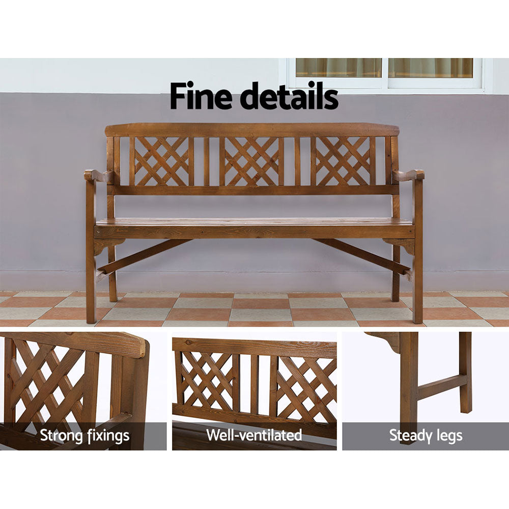 Gardeon Wooden Garden Bench 3 Seat Patio Furniture Timber Outdoor Lounge Chair Natural