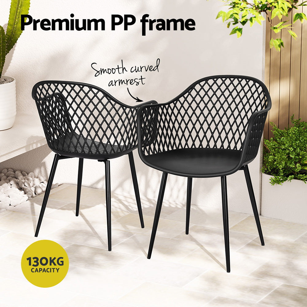 Gardeon 4PC Outdoor Dining Chairs PP Lounge Chair Patio Furniture Garden Black