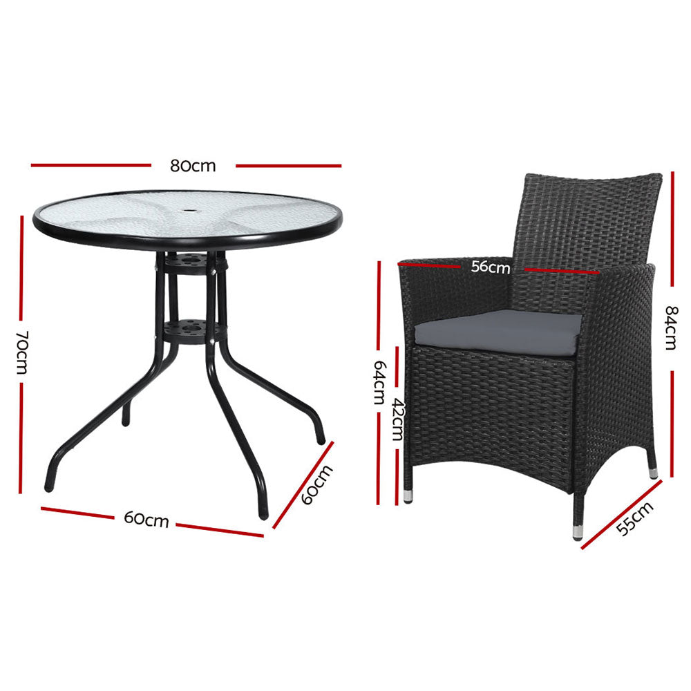 Gardeon Outdoor Furniture Dining Chair Table Bistro Set Wicker Patio Setting Tea Coffee Cafe Bar Set