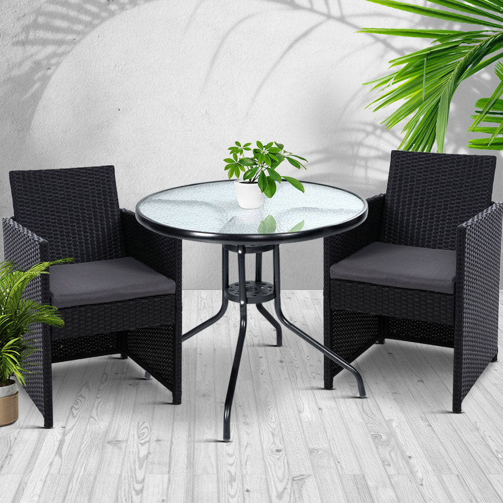 Gardeon Patio Furniture Dining Chairs Table Patio Setting Bistro Set Wicker Tea Coffee Cafe Bar Set