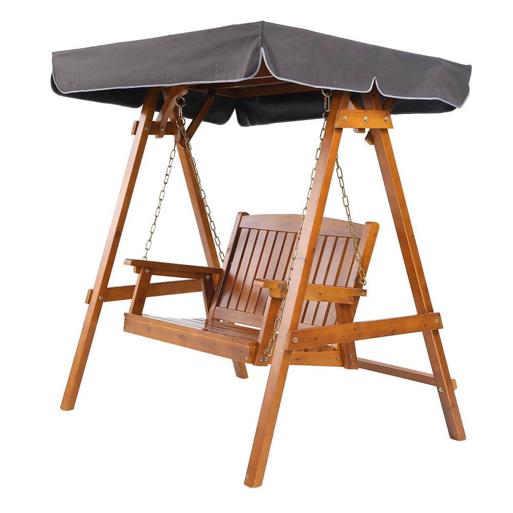 Gardeon Swing Chair Wooden Garden Bench Canopy 2 Seater Outdoor Furniture