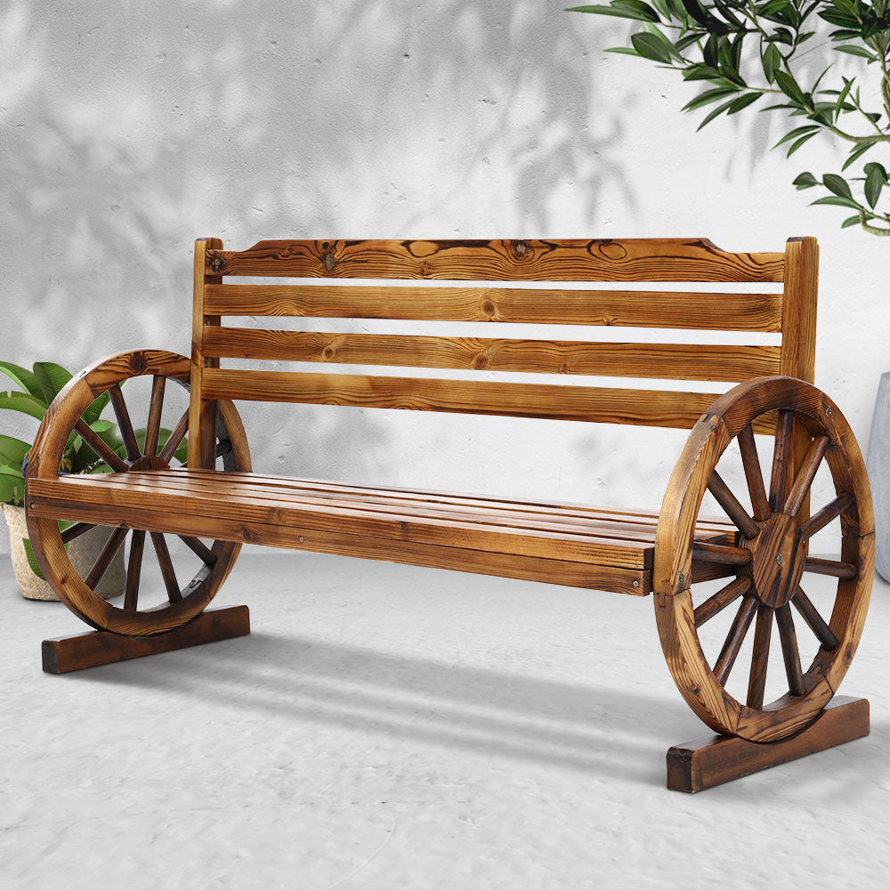 Gardeon Garden Bench Wooden Wagon Chair 3 Seat Outdoor Furniture Backyard Lounge