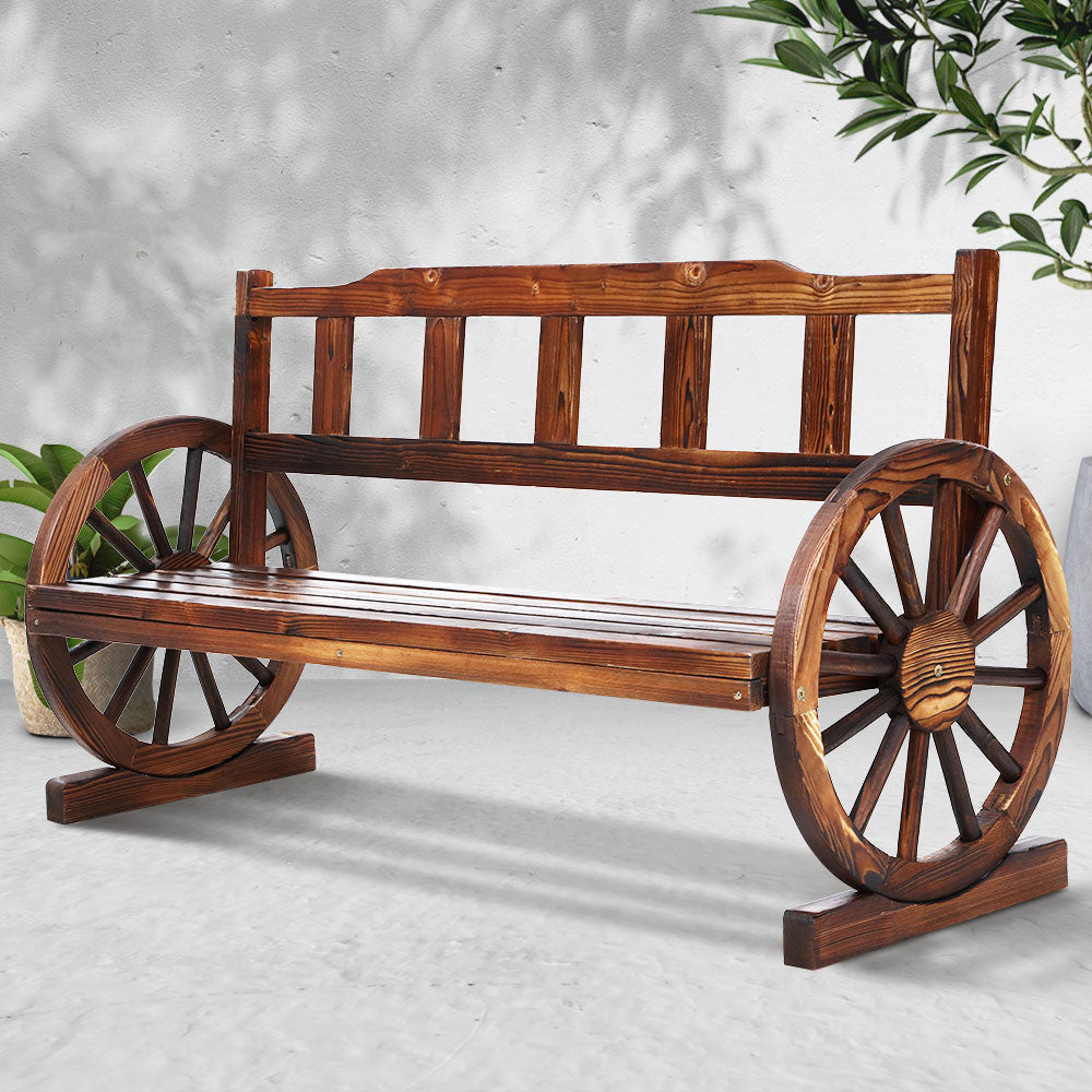 Gardeon Garden Bench Wooden Wagon Chair 3 Seat Outdoor Furniture Backyard Lounge Charcoal