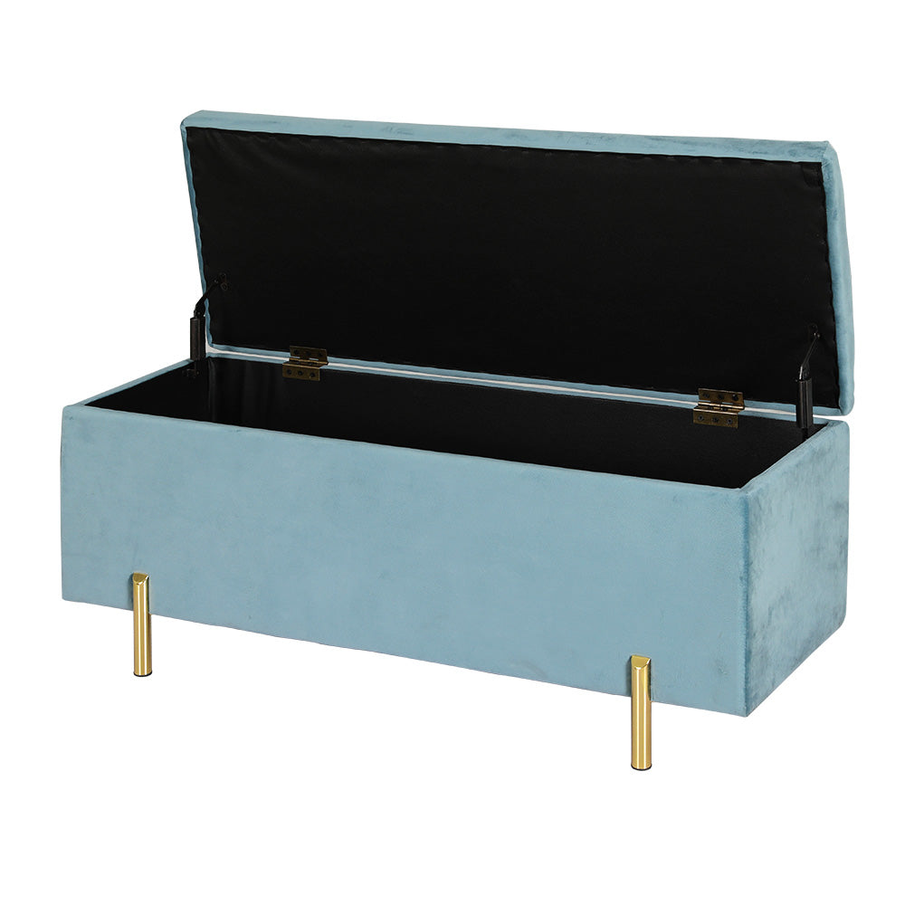 Artiss Storage Ottoman Blanket Box Velvet Chest Toy Foot Stool Couch Bed Blue