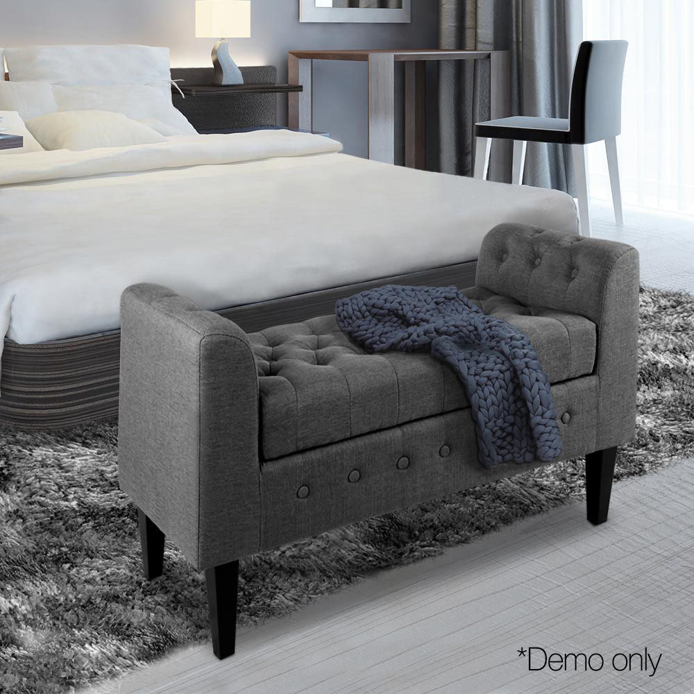 Artiss Fabric Storage Ottoman - Grey