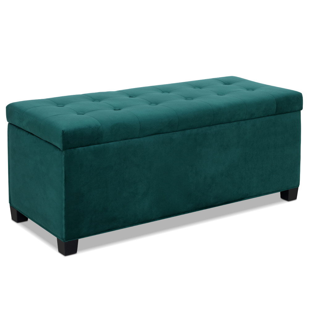 Artiss Storage Ottoman Blanket Box Velvet Foot Stool Rest Chest Couch Toy Green