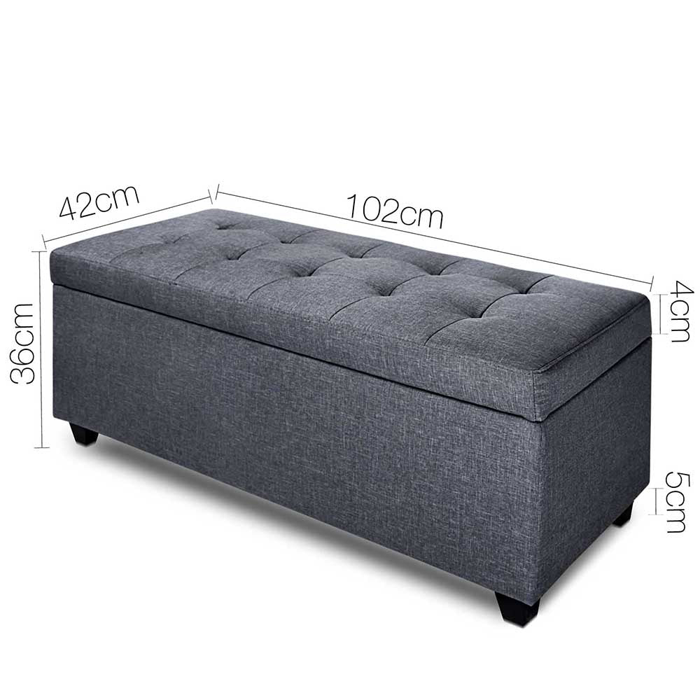 Artiss Large Fabric Storage Ottoman - Grey