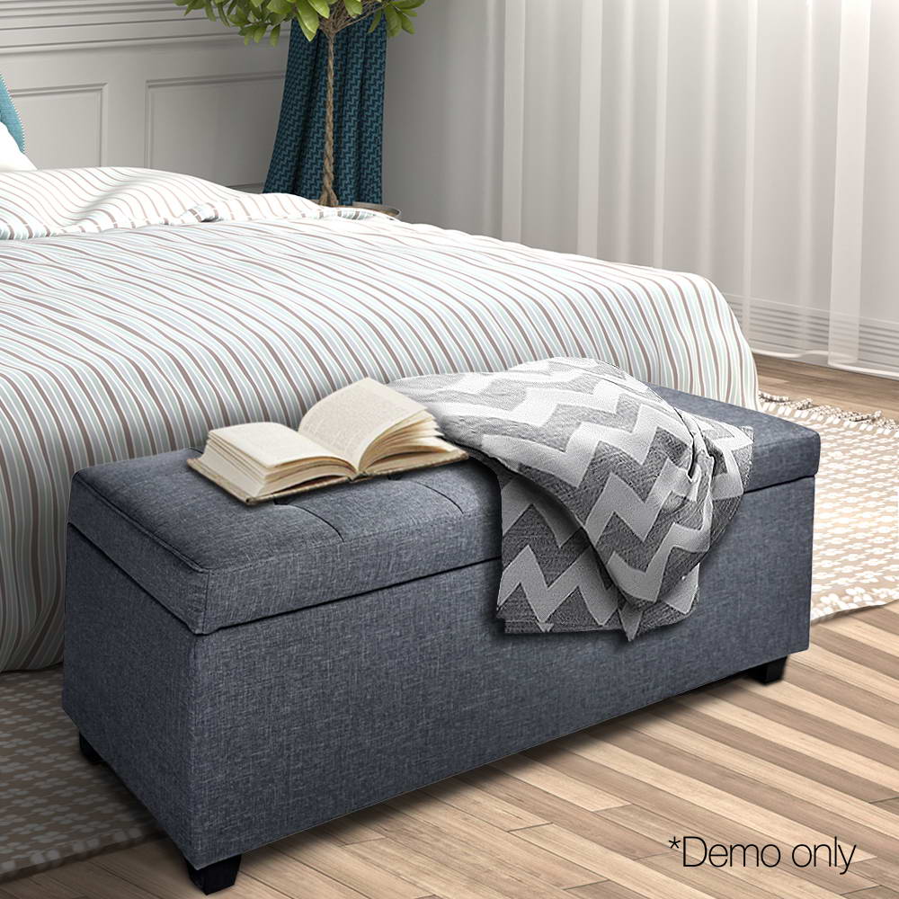 Artiss Large Fabric Storage Ottoman - Grey