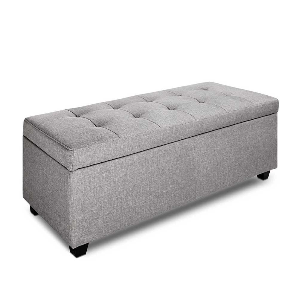 Artiss Large Fabric Storage Ottoman - Light Grey