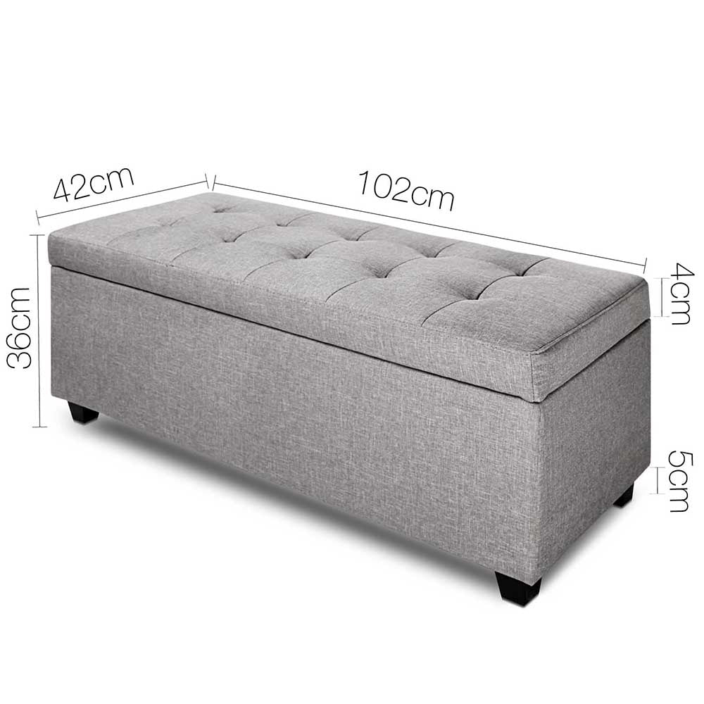 Artiss Large Fabric Storage Ottoman - Light Grey