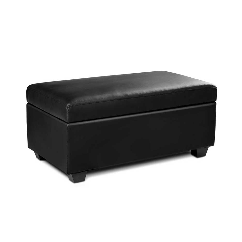 Artiss Faux PU Leather Storage Ottoman - Black