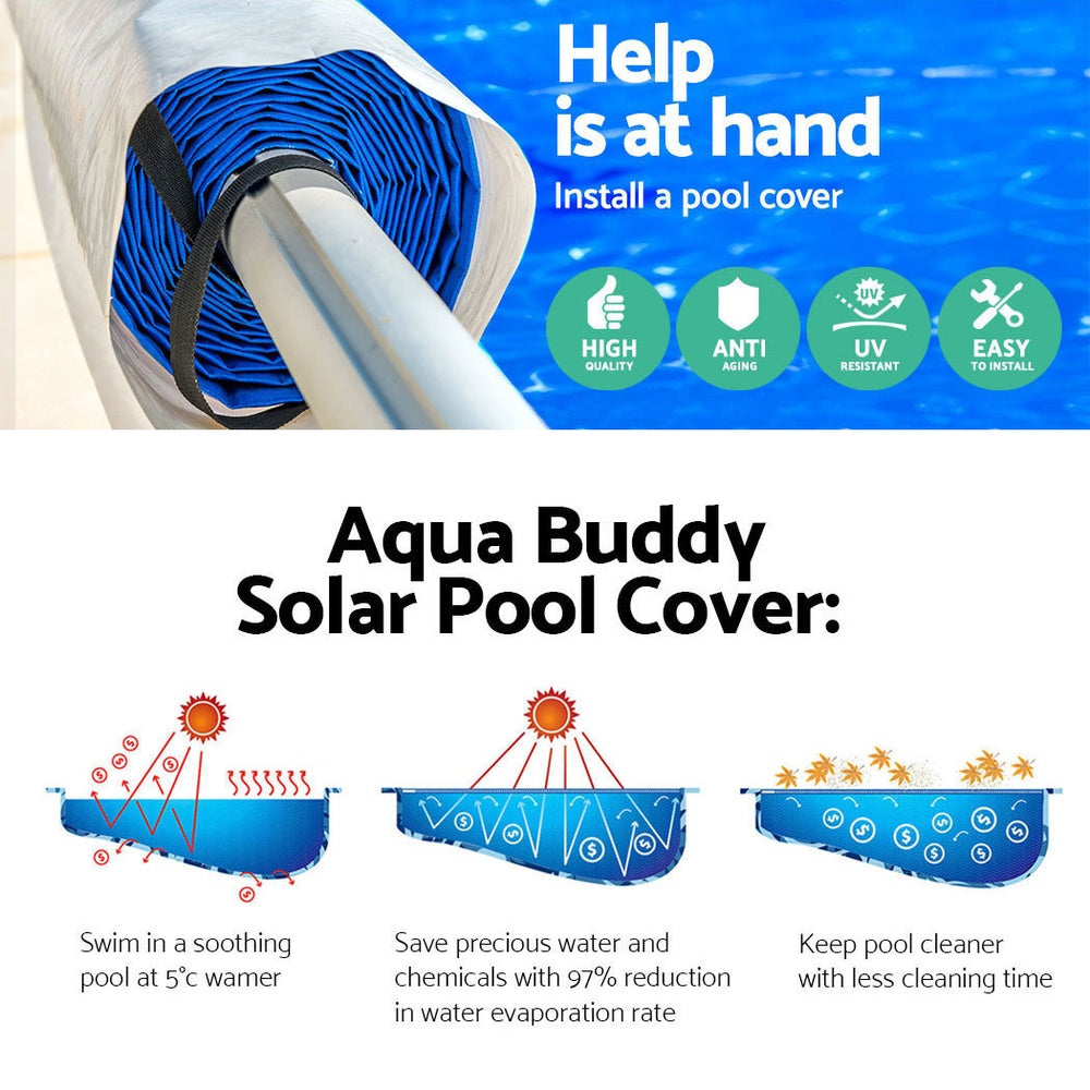 Aquabuddy 10x4.7m Swimming Pool Cover Roller Solar Blanket Pools Covers Bubble