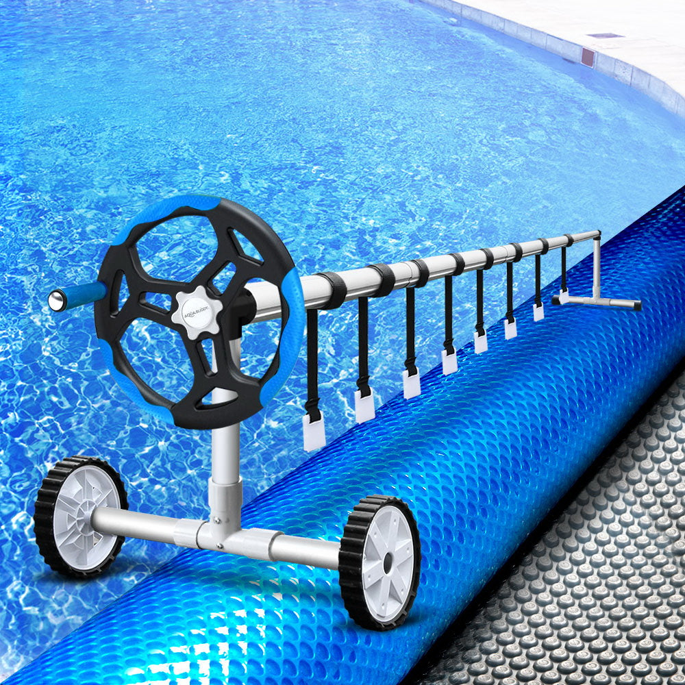 Aquabuddy Solar Swimming Pool Cover Pools Roller Wheel Blanket 500 Micron 6.5X3M