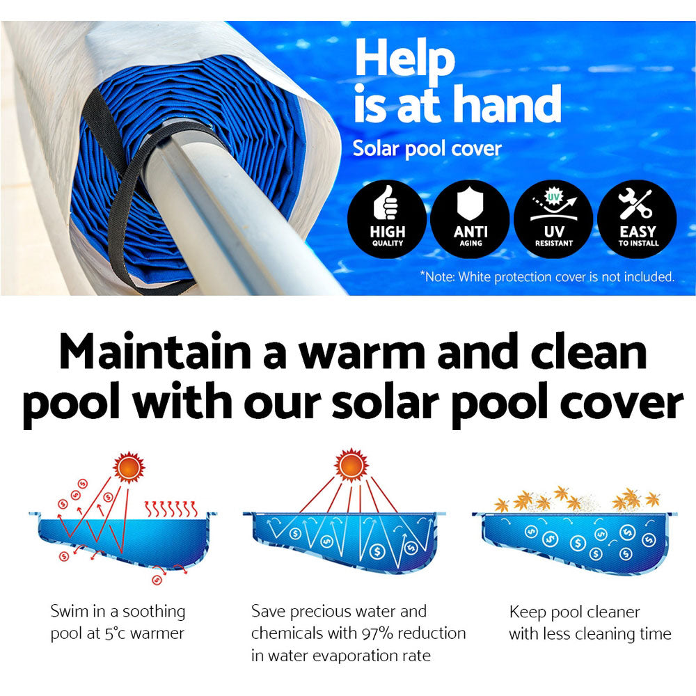 Aquabuddy Solar Pool Cover Covers Roller Blanket 400 Micron Swimming Bubble
