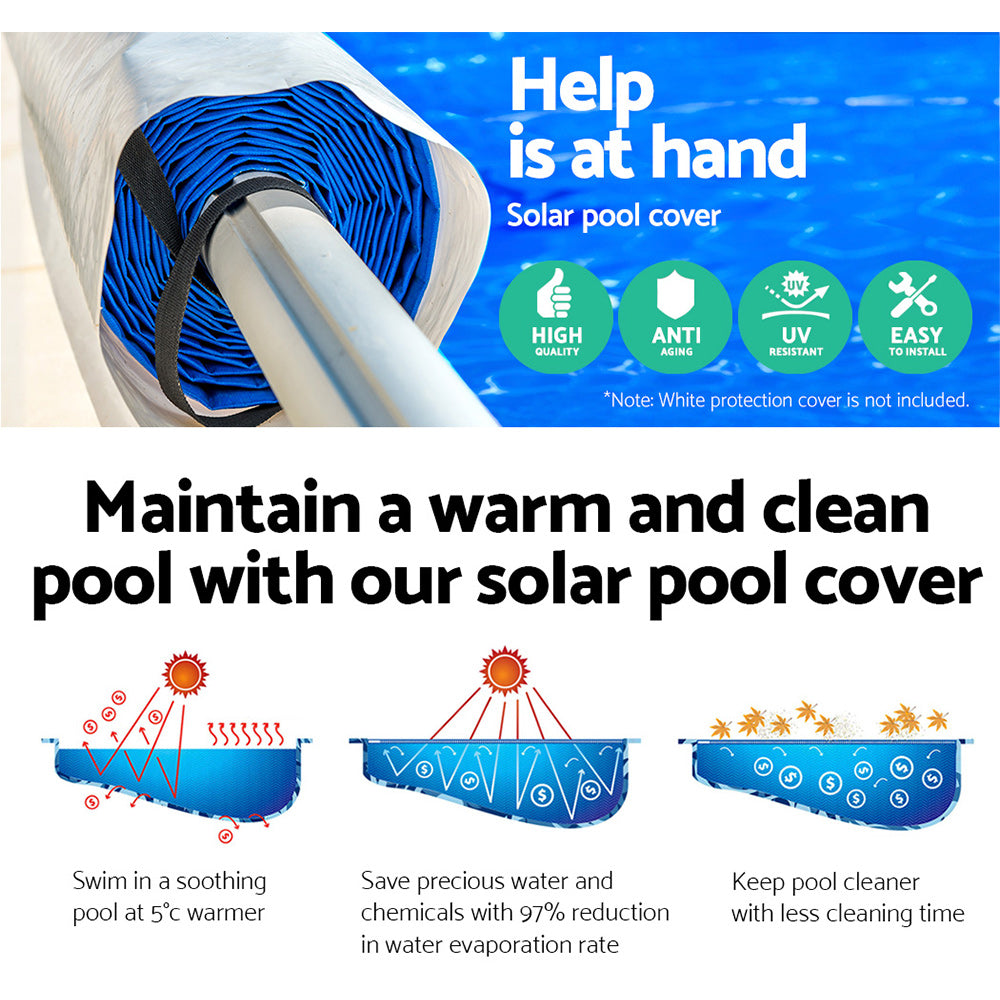 Aquabuddy Solar Swimming Pool Cover Blanket Roller Wheel Adjustable 7.5X3.8M