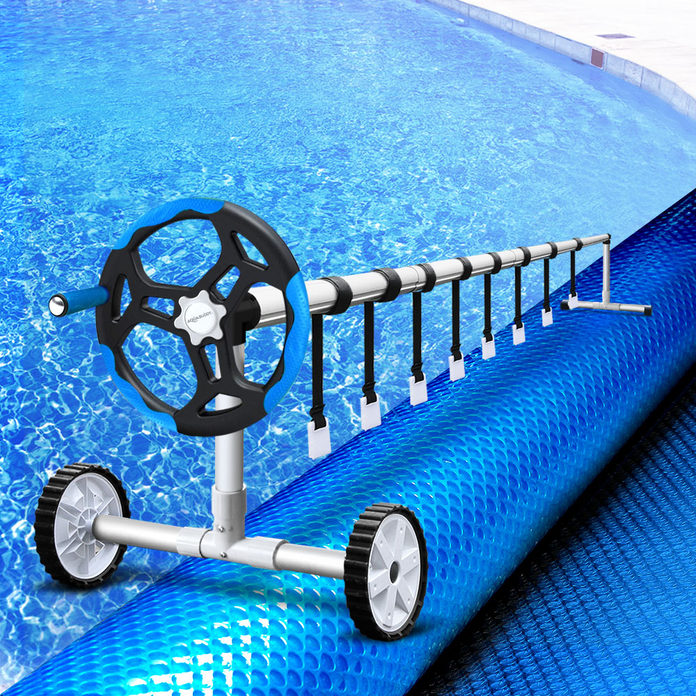 Aquabuddy 8x4.2m Pool Cover Roller Combo Solar Blanket Swimming Covers Bubble