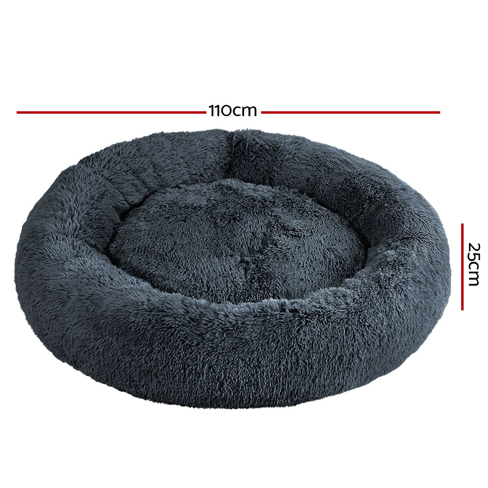 i.Pet Pet bed Dog Cat Calming Pet bed Extra Large 110cm Dark Grey Sleeping Comfy Washable