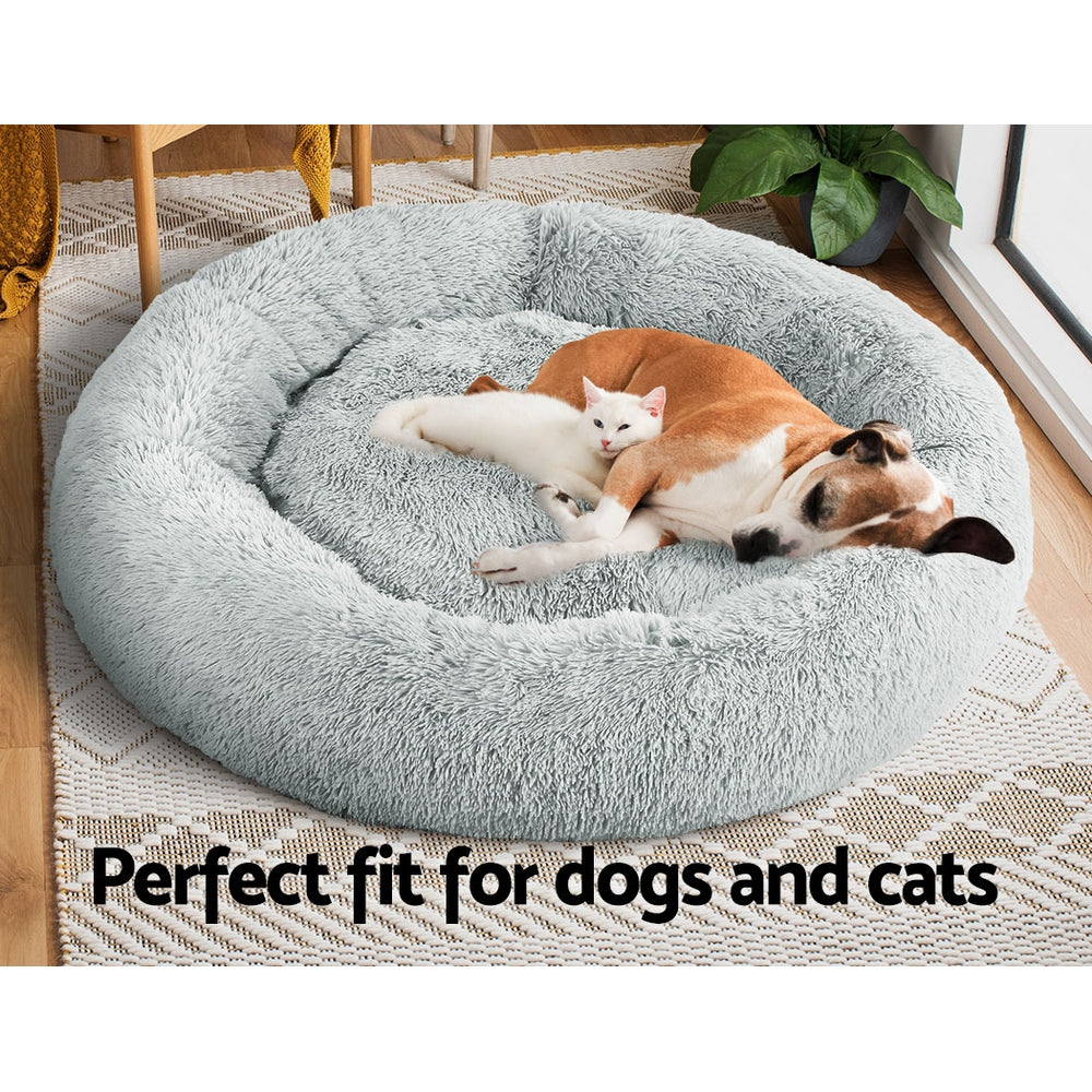i.Pet Pet bed Dog Cat Calming Pet bed Extra Large 110cm Light Grey Sleeping Comfy Washable